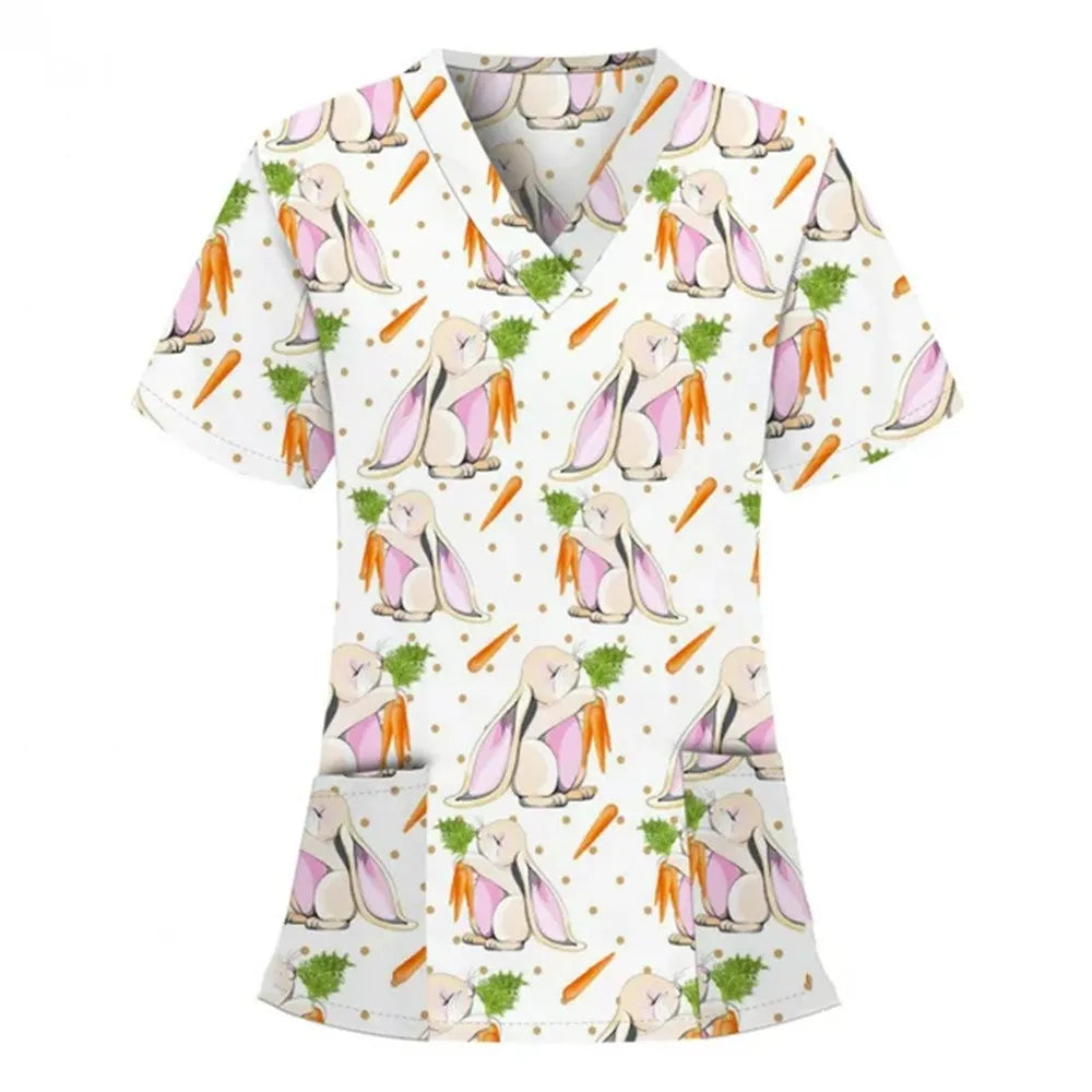 Women's Love Print V-Neck Short Sleeve T Shirt