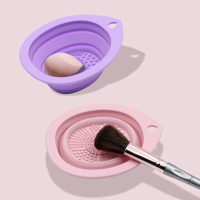 Folding Puff Cleaning Bowl Eyeshadow Brush