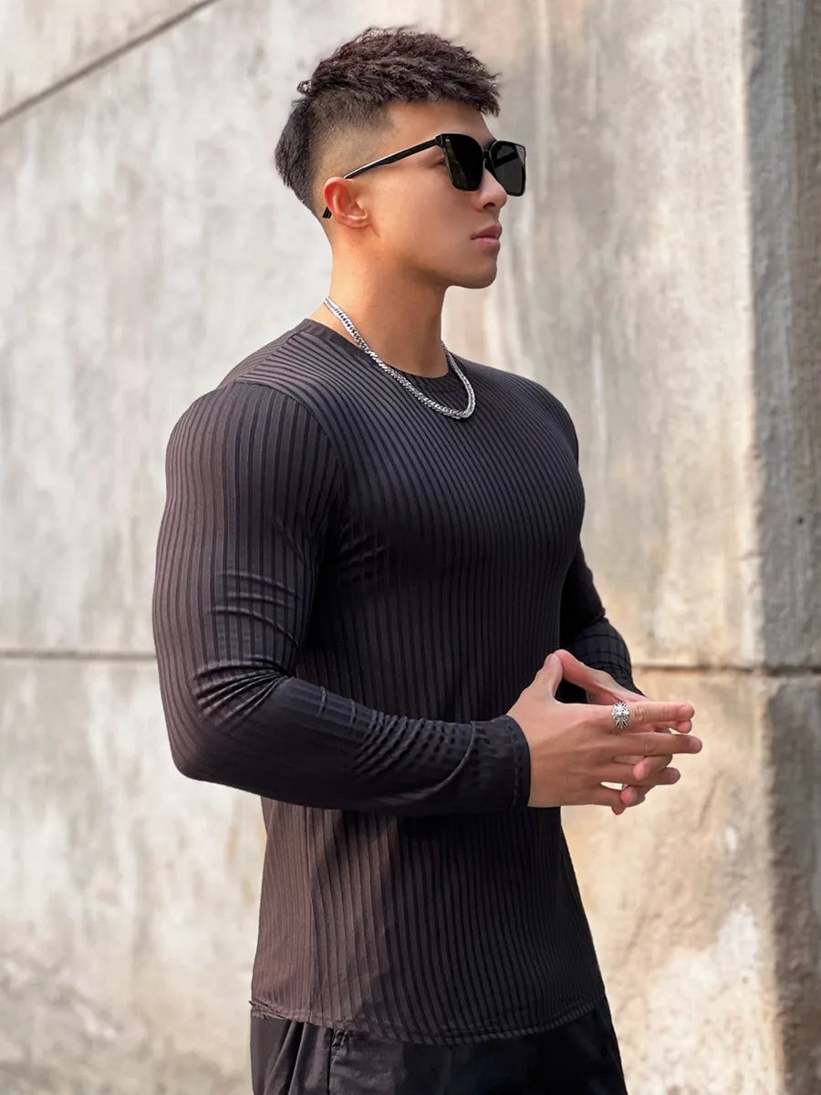 Men Casual Long Sleeve Fitness T-shirt