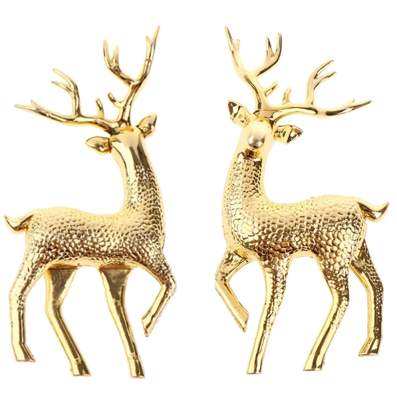2/1PCS Gold Deer Statue Reindeer Figurines