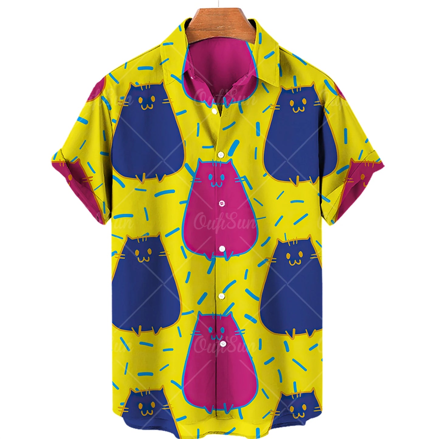 Cat Pattern Oversized Men's T Shirts