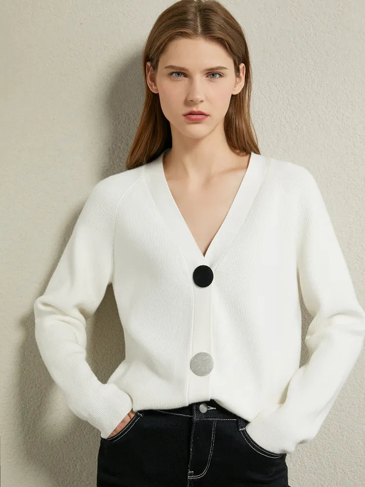 Women Casual V-neck Loose Solid Knitted Coat