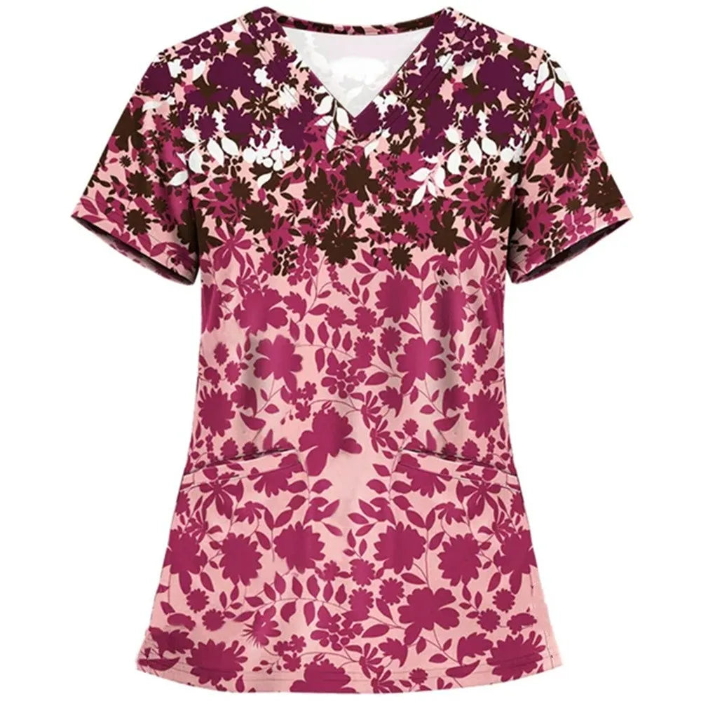 Women's Love Print V-Neck Short Sleeve T Shirt