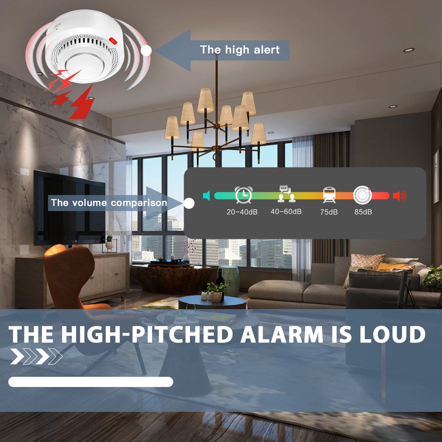 Smoke Sensor Detector Sound Smart Alarm