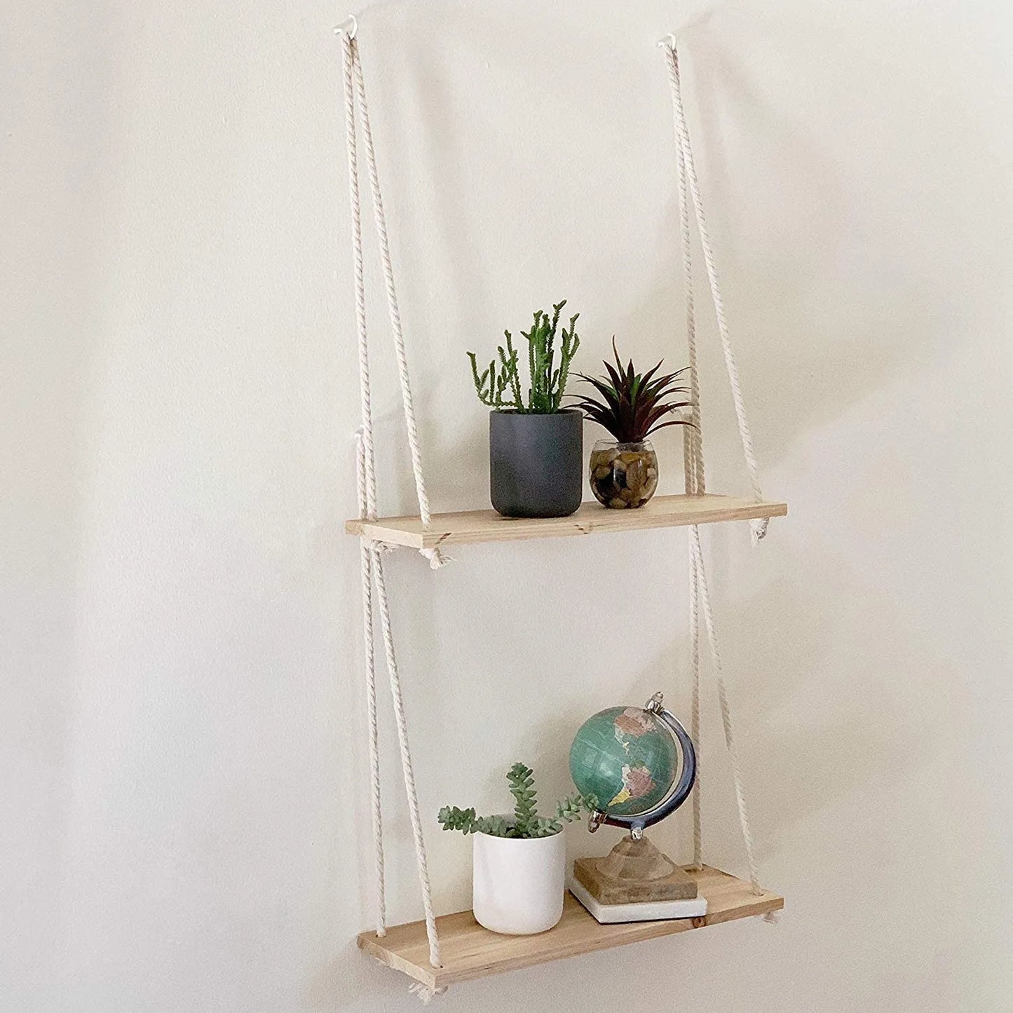 Wooden Rope Swing Wall Hanging Flower Plant