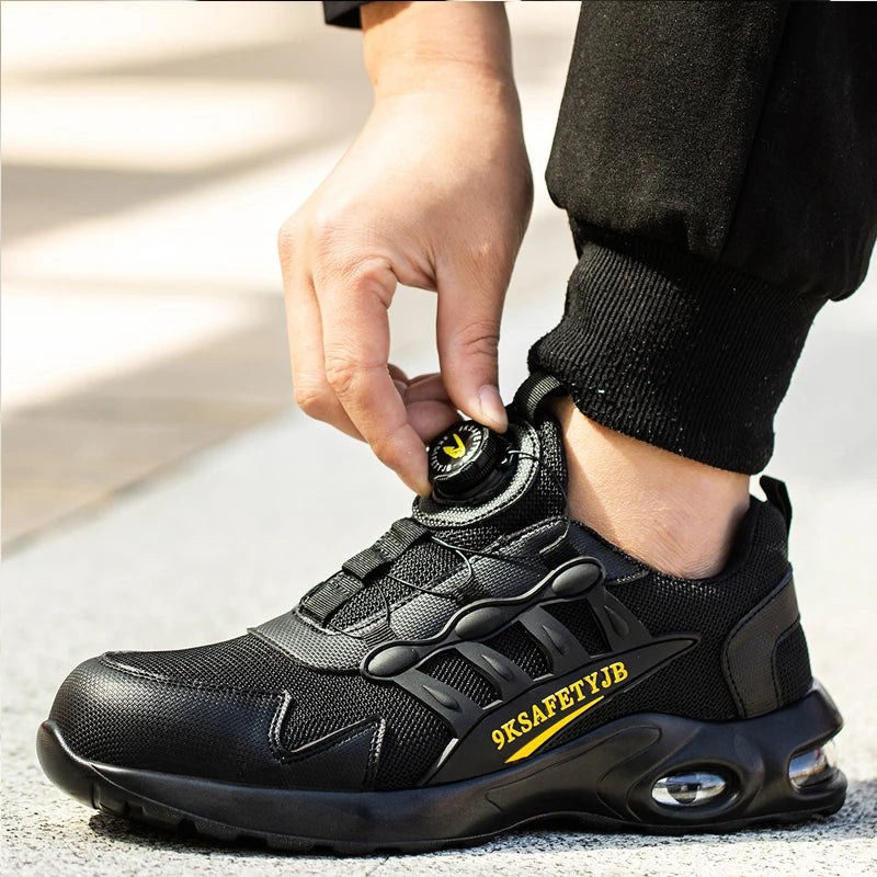 Men Rotary Buckle Work Shoes