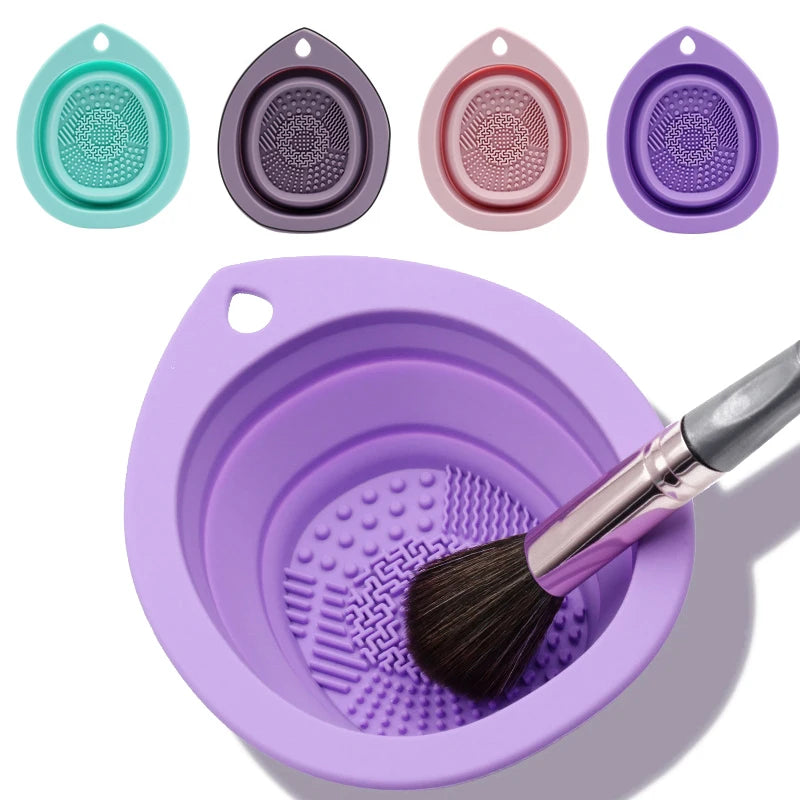 Folding Puff Cleaning Bowl Eyeshadow Brush
