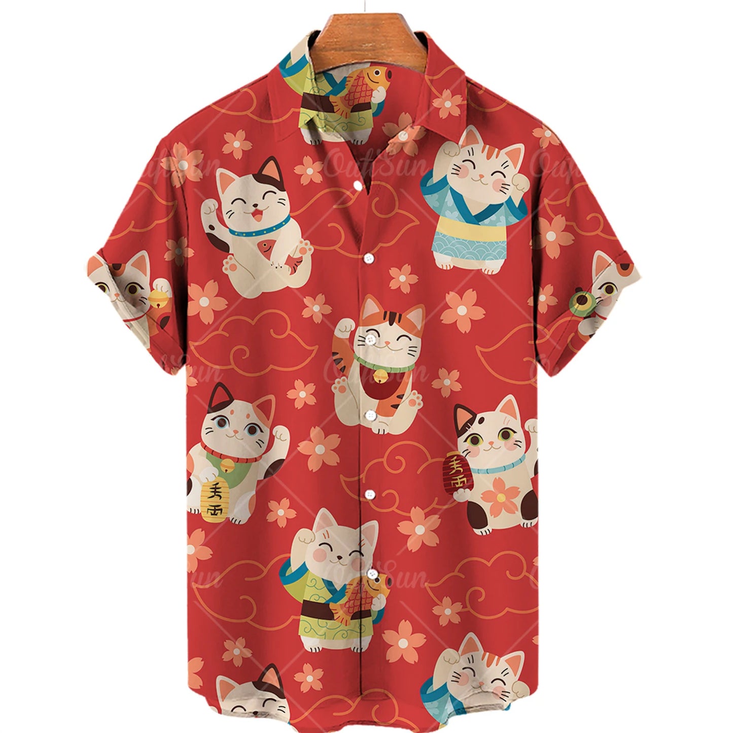 Cat Pattern Oversized Men's T Shirts