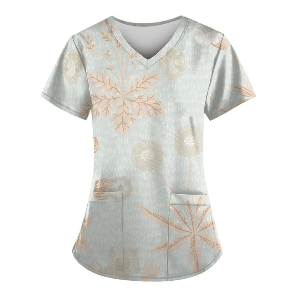 Women's Love Print V-Neck Short Sleeve T Shirt