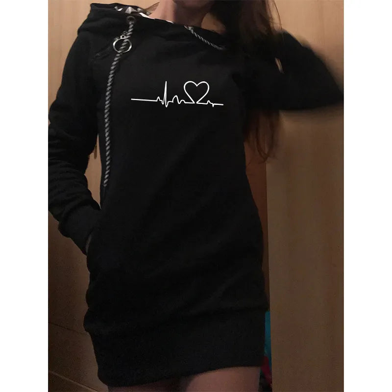 Autumn Ladies Long Sleeve Hoodie Dress