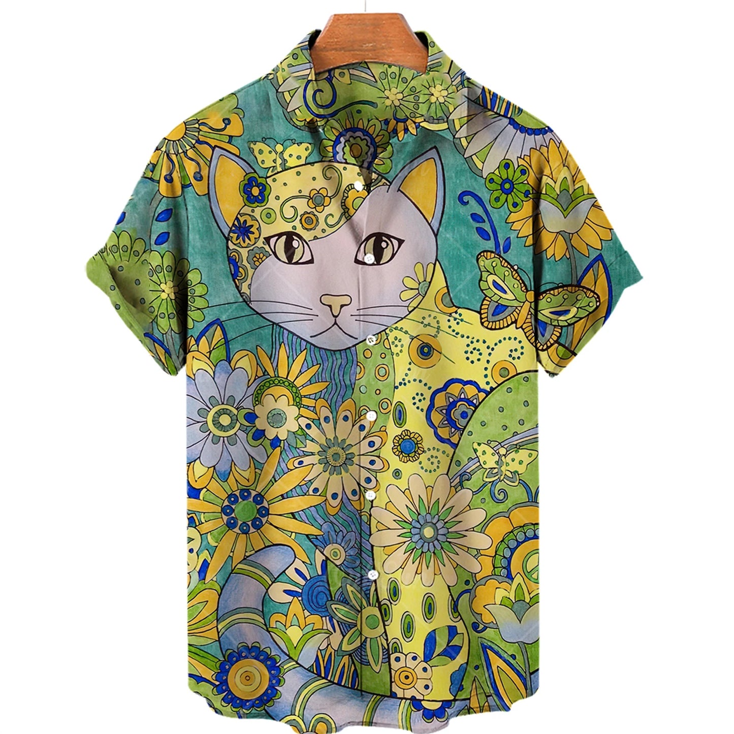 Cat Pattern Oversized Men's T Shirts