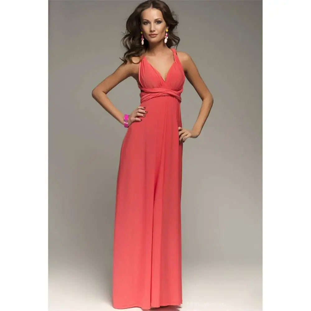 Women Multiway Wrap Convertible Maxi Long Dress