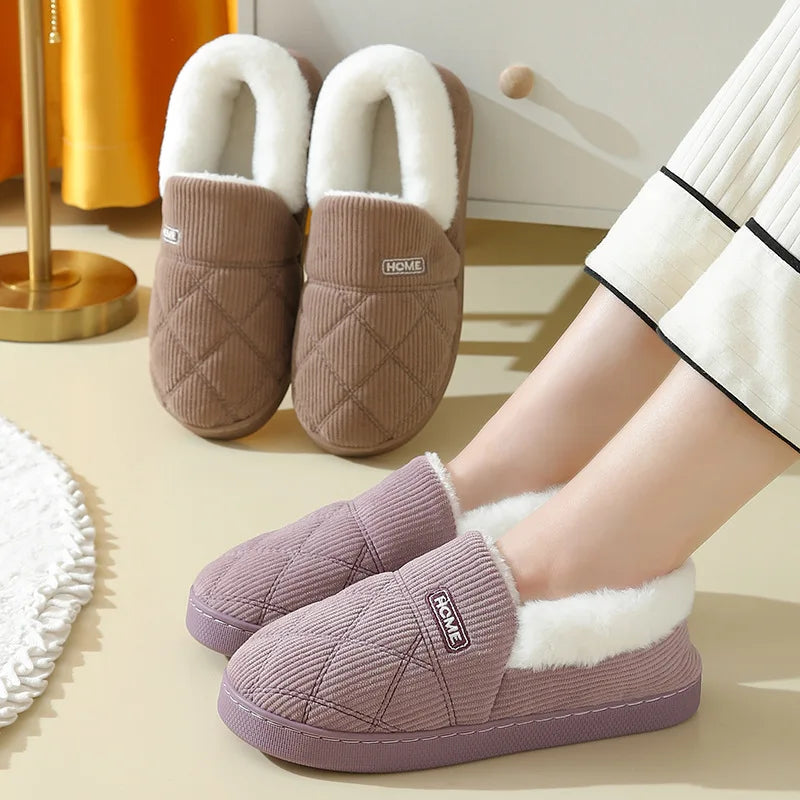 Women Winter Warm Plush Fur Antiskid Cloud Slippers
