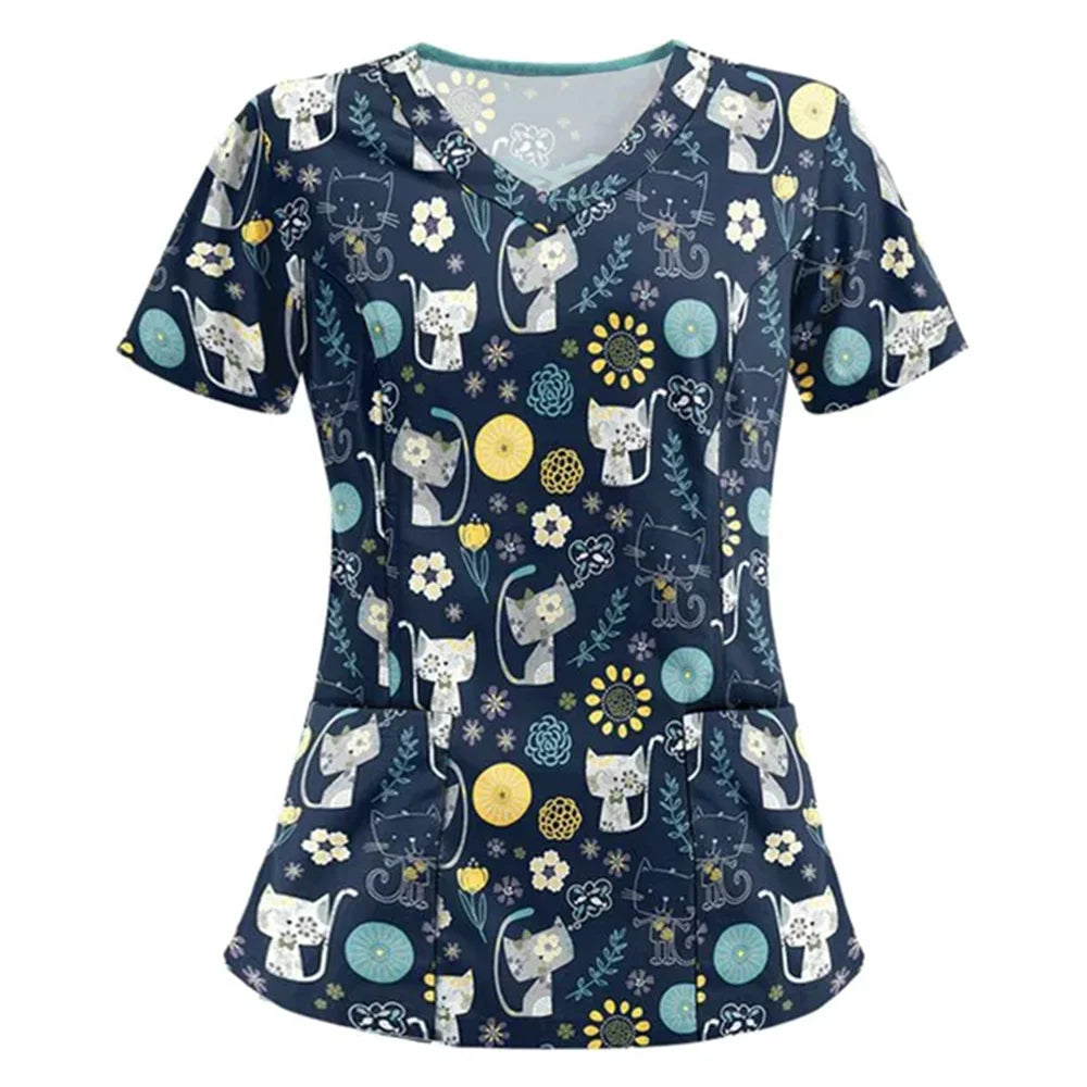 Women's Love Print V-Neck Short Sleeve T Shirt