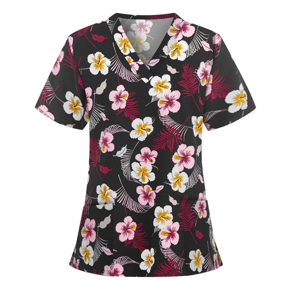 Women's Love Print V-Neck Short Sleeve T Shirt