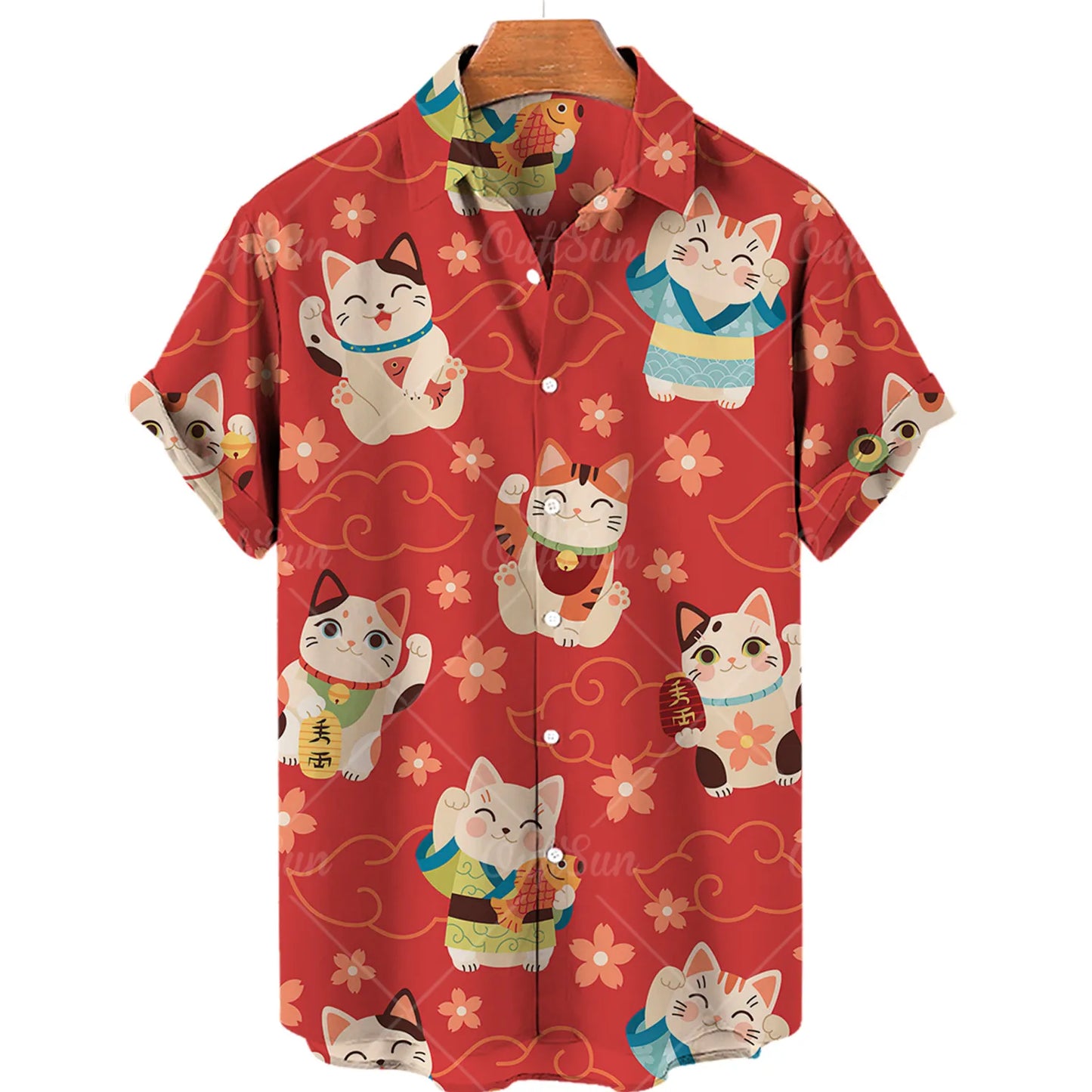 Cat Pattern Oversized Men's T Shirts