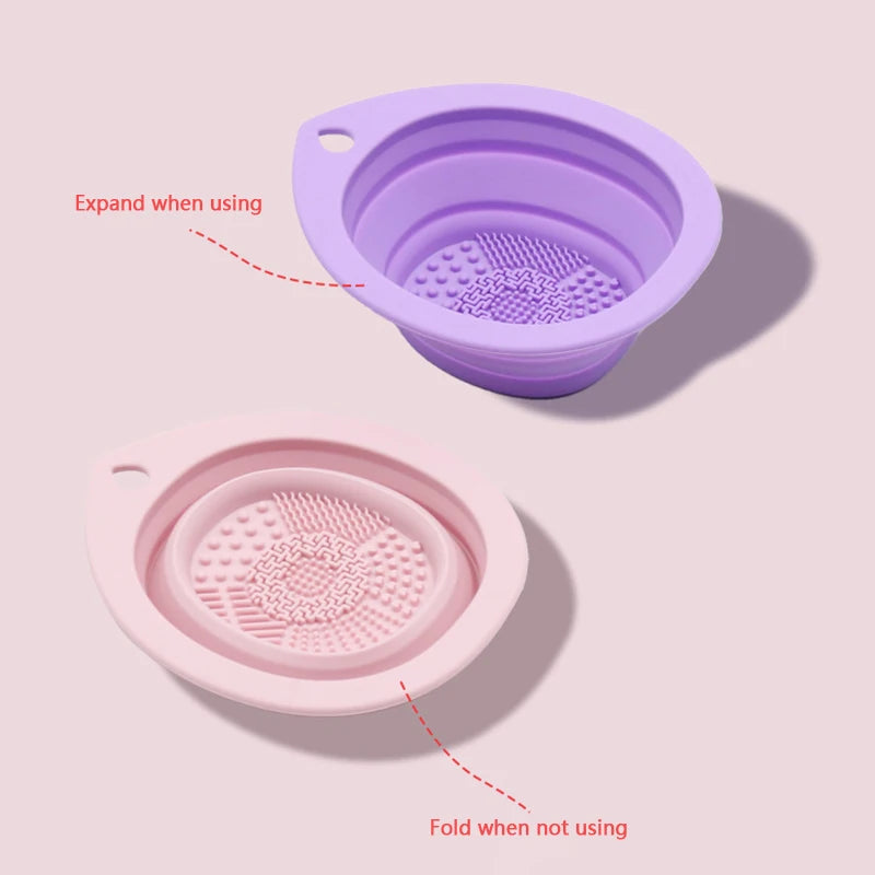 Folding Puff Cleaning Bowl Eyeshadow Brush