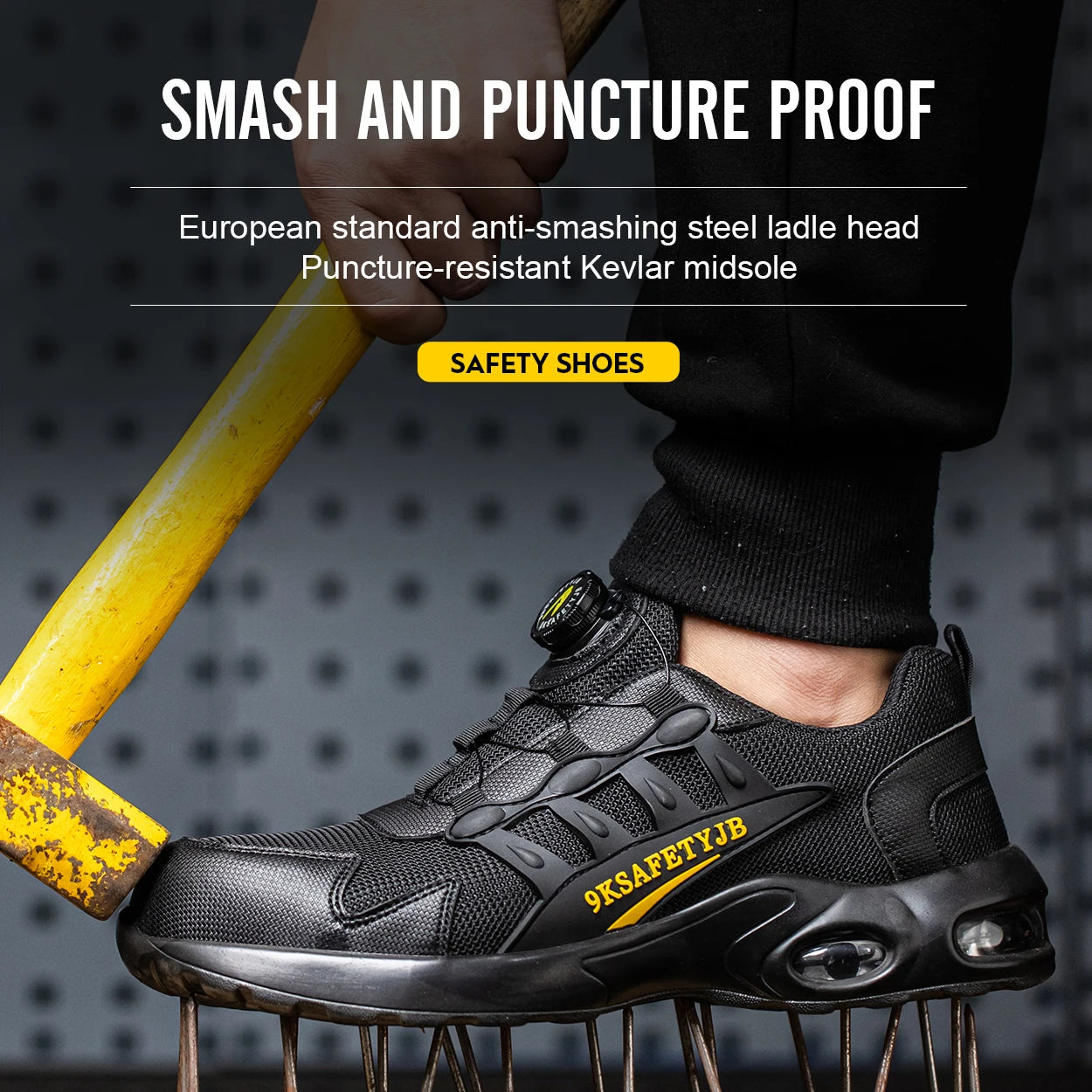Men Rotary Buckle Work Shoes