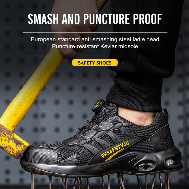Men Rotary Buckle Work Shoes