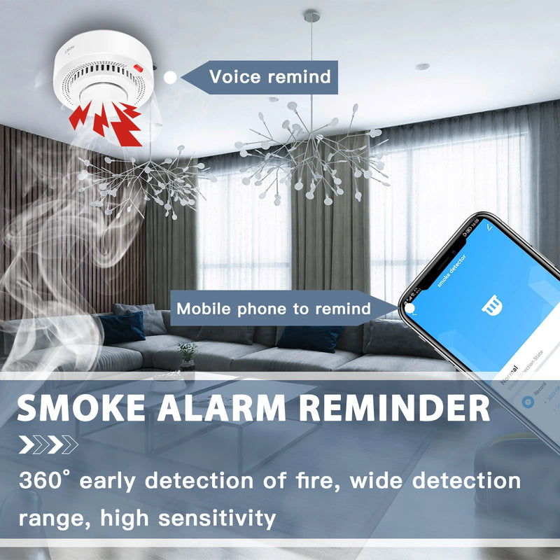 Smoke Sensor Detector Sound Smart Alarm