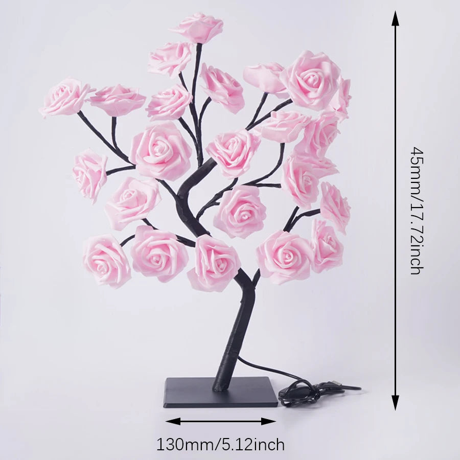 LED Rose Tree Lights USB Plug Table Lamp