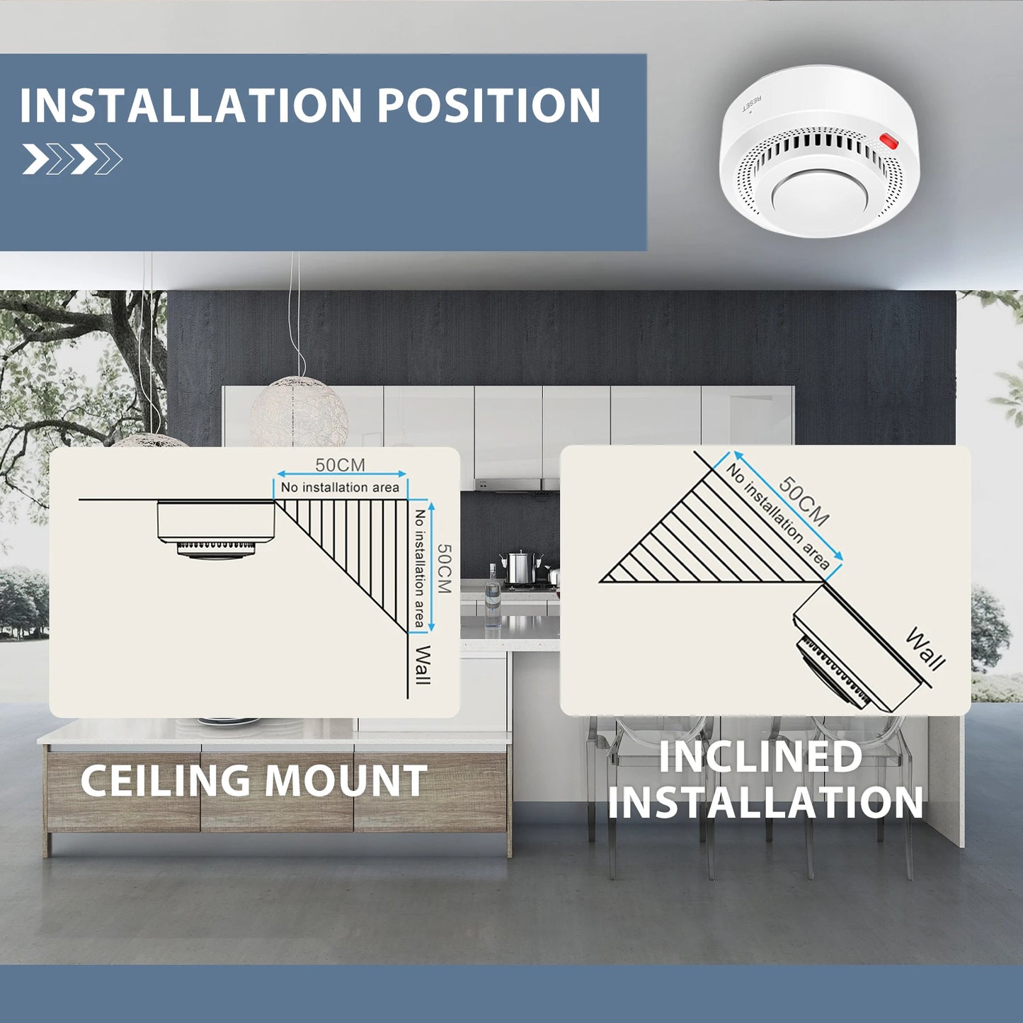 Smoke Sensor Detector Sound Smart Alarm